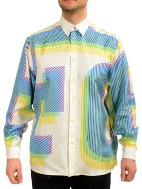Scuderia Ferrari Printed "Flunga Hologram" 100% Silk Shirt US XS IT 46